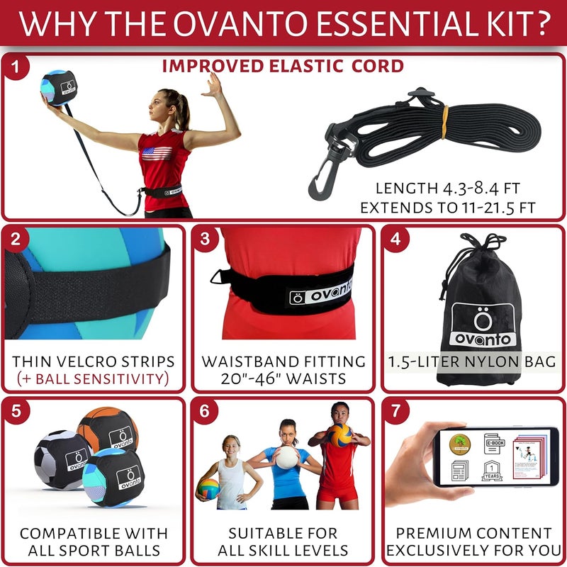 OVANTO Volleyball Training Equipment Aid – Solo Volleyball Equipment in 4 Styles to Serve, Spike, Set and Pass Like a Pro - Adjustable Volleyball Practice Equipment Gift for Beginners & Experts - Image 4